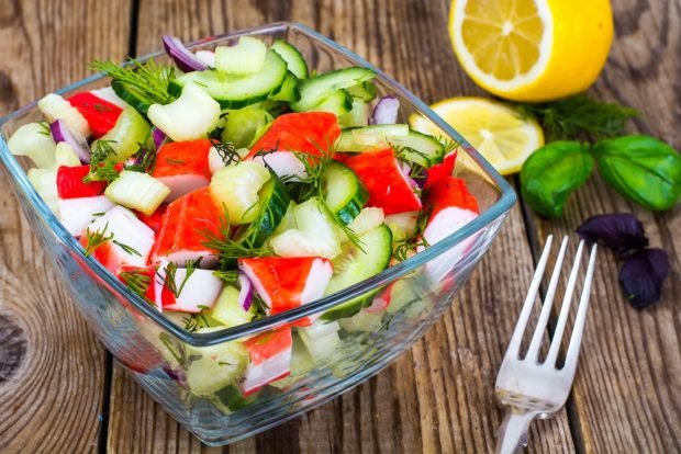 Diet salad with crab sticks