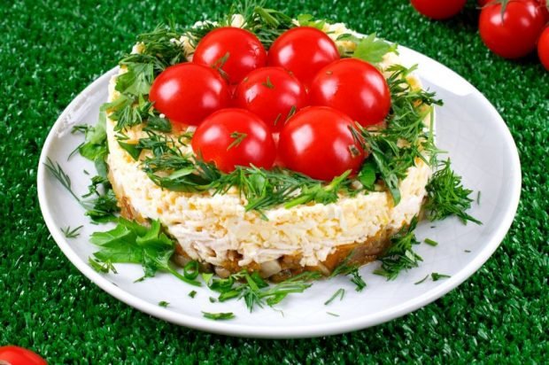 Layered Tomato salad – a simple and delicious recipe, how to cook step by step