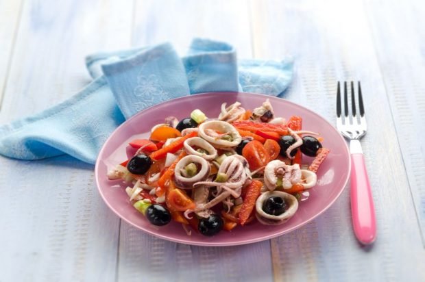 Vegetable salad with squid, octopus and olives – a simple and delicious recipe, how to cook step by step