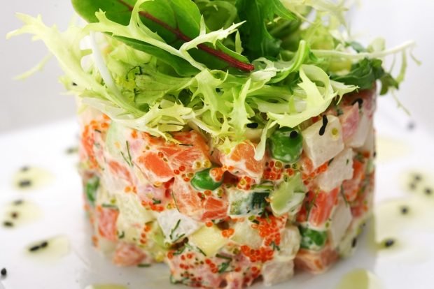 Olivier with lightly salted salmon – a simple and delicious recipe, how to cook step by step