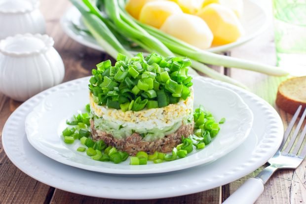 Puff salad with canned fish – a simple and delicious recipe, how to cook step by step