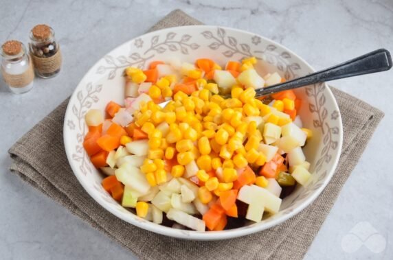 Vinaigrette with corn: photo of recipe preparation, step 5