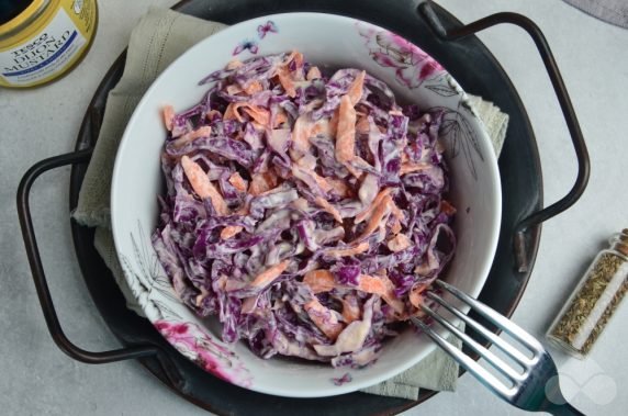 Cole Slow salad of red cabbage: photo of recipe preparation, step 4