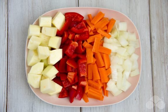 Vegetable stew without potatoes: photo of recipe preparation, step 2