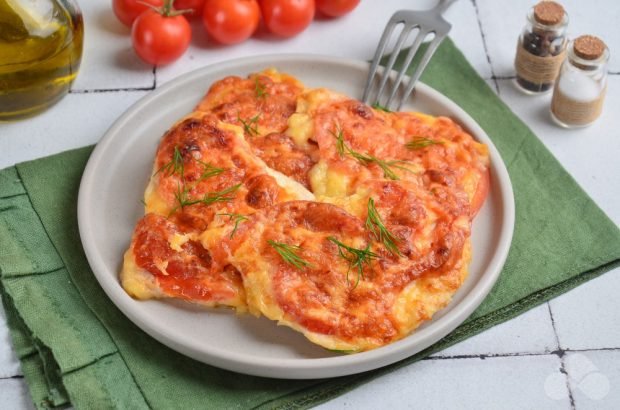 Chicken chops with tomatoes and cheese in the oven – a simple and delicious recipe with photos (step by step)
