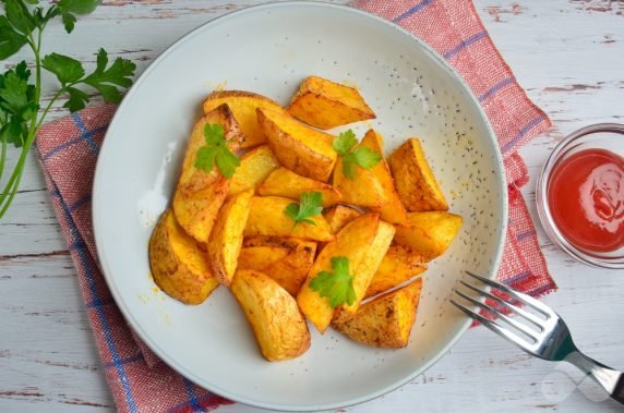 Rustic potatoes with spices and onion powder: photo of recipe preparation, step 6