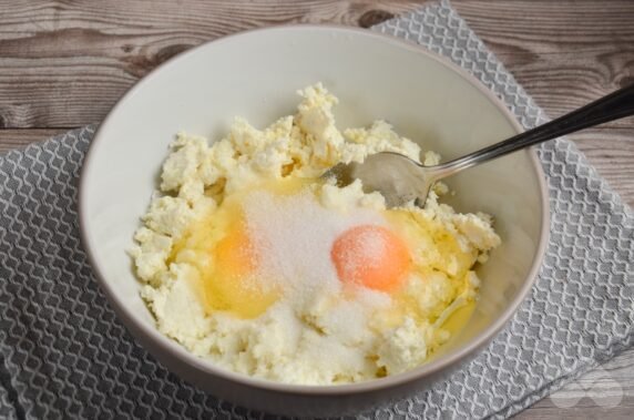 Cottage cheese casserole with pasta: photo of recipe preparation, step 1