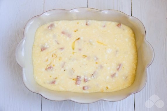 Omelet with ricotta and ham in the oven: photo of recipe preparation, step 5