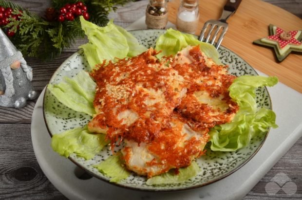 Chicken chops with cheese and sesame