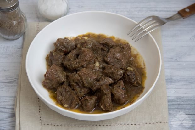 Beef stewed in a slow cooker