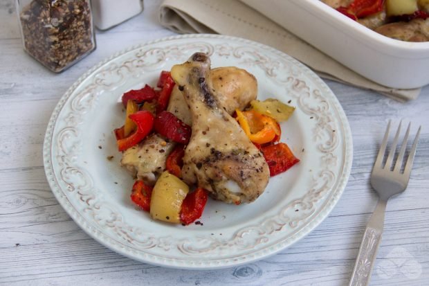 Chicken legs with pepper and spices in the oven