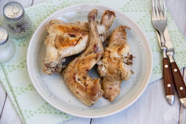 Fried rabbit in a frying pan