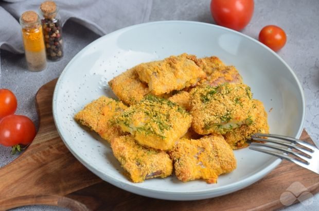 Pollock fillet baked in breadcrumbs