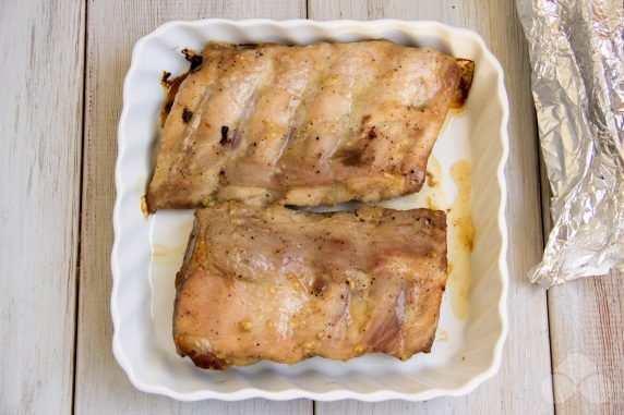 Pork ribs in honey mustard sauce in the oven: photo of recipe preparation, step 6