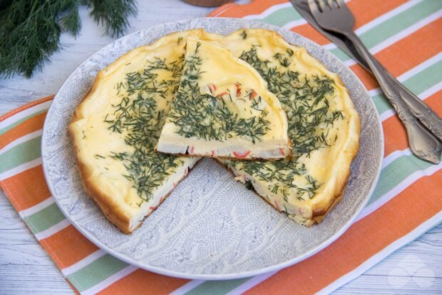 Omelet with crab sticks and herbs