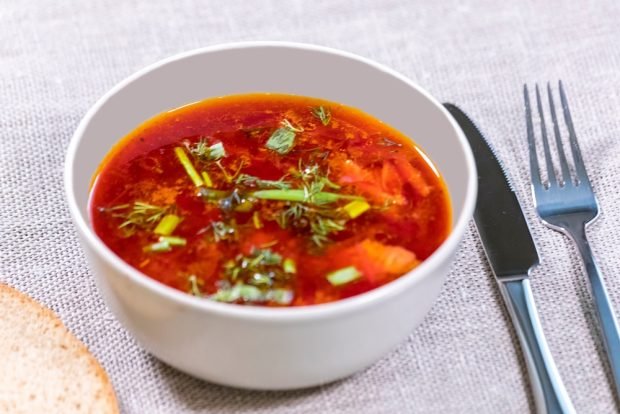 Homemade red borscht