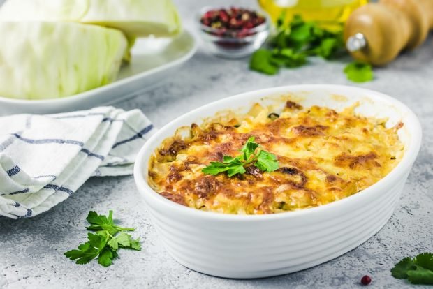 Potato casserole with cabbage and mushrooms 