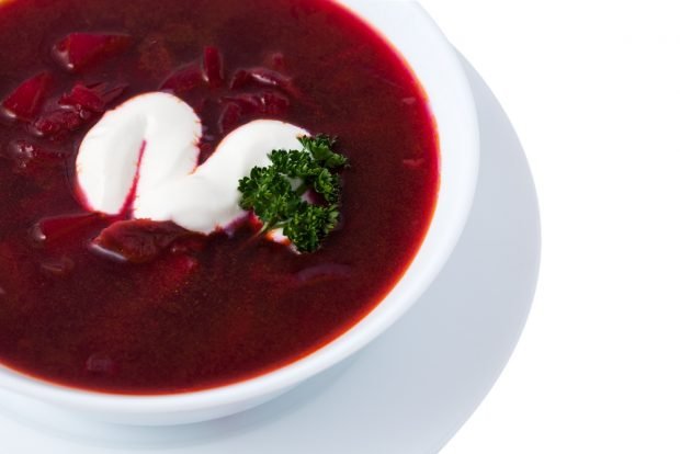 Borscht with tkemali sauce