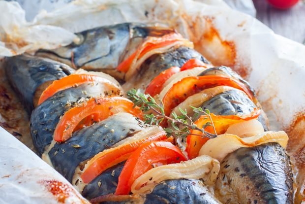 Mackerel with tomatoes in the oven