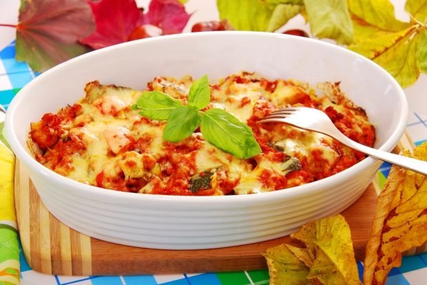 Potato casserole with minced meat and zucchini