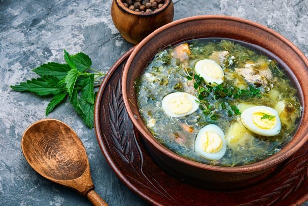 Green borscht with pork 