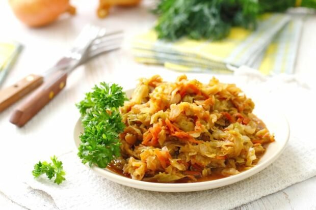 Vegetarian stewed cabbage – a simple and delicious recipe, how to cook step by step