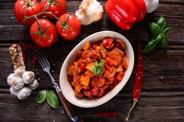 Hungarian vegetable stew in a slow cooker