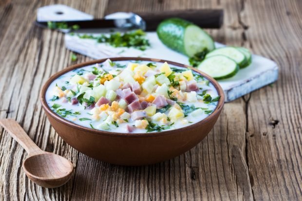 Okroshka with corn