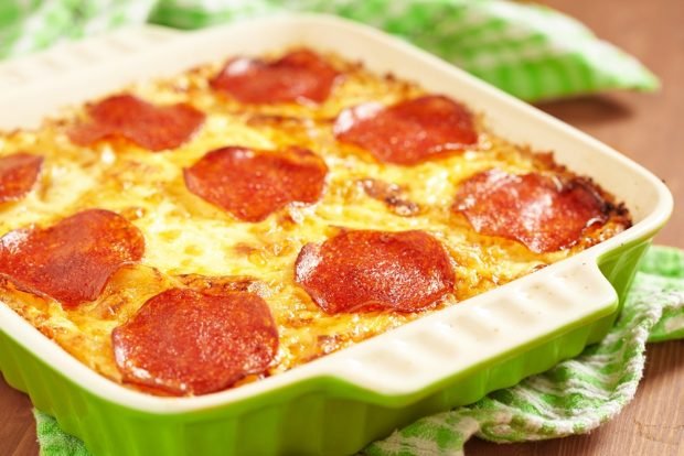 Potato casserole with salami