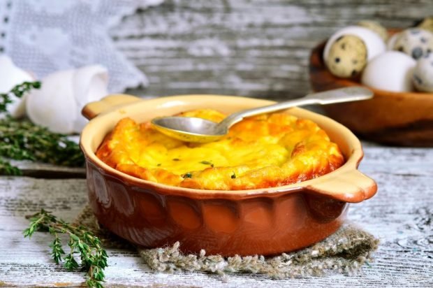 Omelet of quail eggs and ricotta in the oven