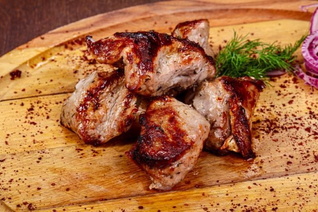 Pork kebab on a baking sheet in the oven – a simple and delicious recipe, how to cook step by step