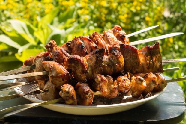 Turkey tail kebab on the grill 