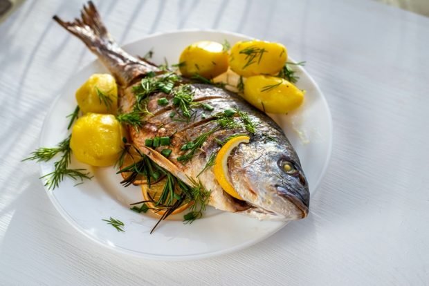 Whole dorado in the oven