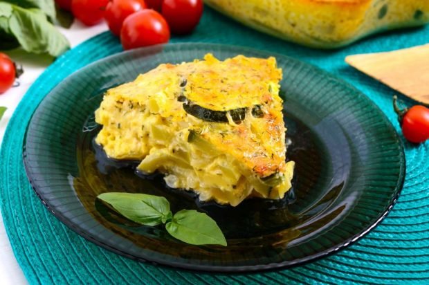 Casserole of zucchini, cheese and eggs in a slow cooker