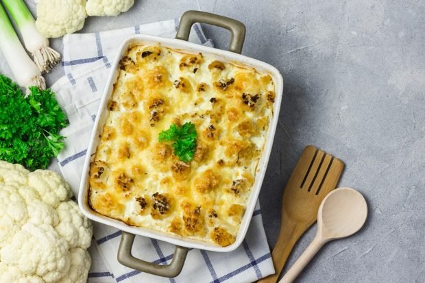 Cauliflower casserole with cream is a simple and delicious recipe, how to cook step by step