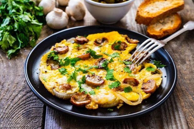 Omelet with mushrooms and onions – a simple and delicious recipe, how to cook step by step