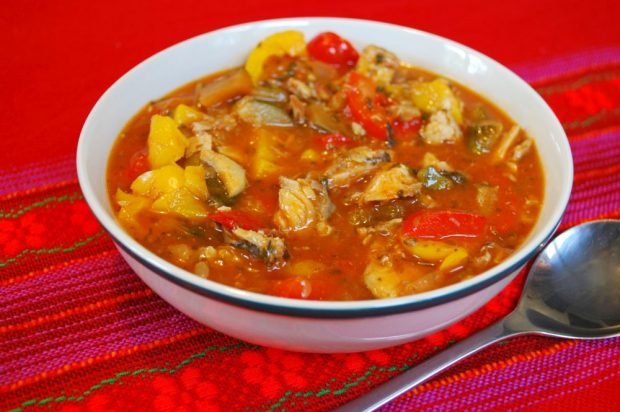 Hungarian fish soup from river fish