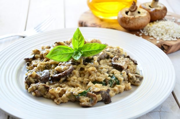 Mushroom risotto in cream sauce 