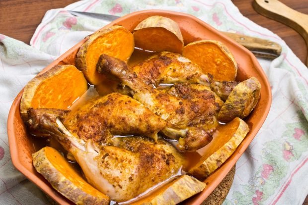 Chicken legs with sweet potatoes