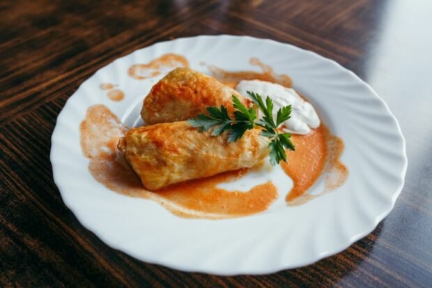 Cabbage rolls from different types of meat