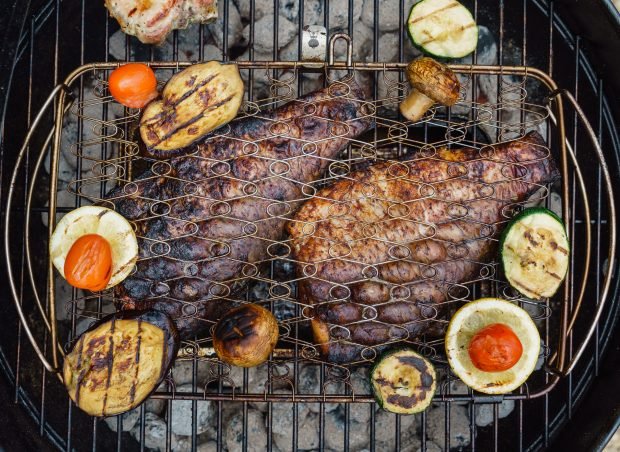 Carp on a grill on coals