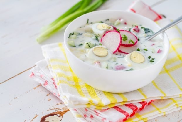 Okroshka with quail eggs 