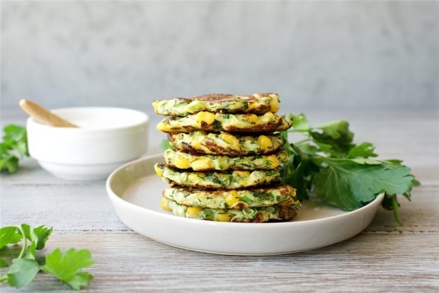 Zucchini pancakes with corn