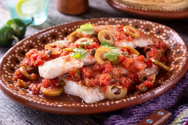 Baked pollock in tomato