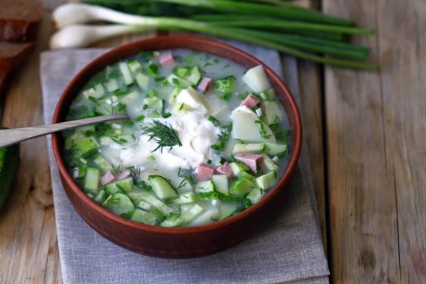 Okroshka with Greek yogurt 