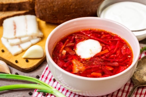 Ukrainian borscht with radish and celery