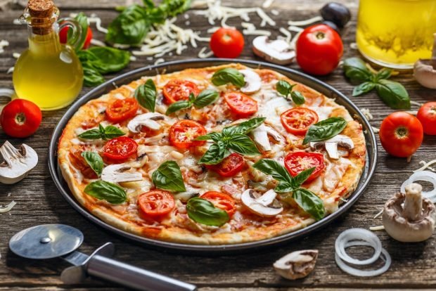 Italian pizza in a frying pan