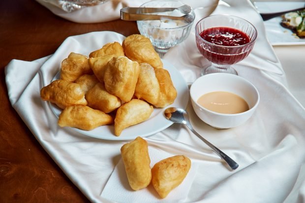 Airy Kazakh baursaks with milk