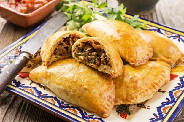 Spanish empanadas with minced beef and parsley