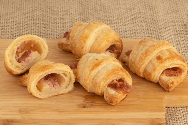 Croissants with salami